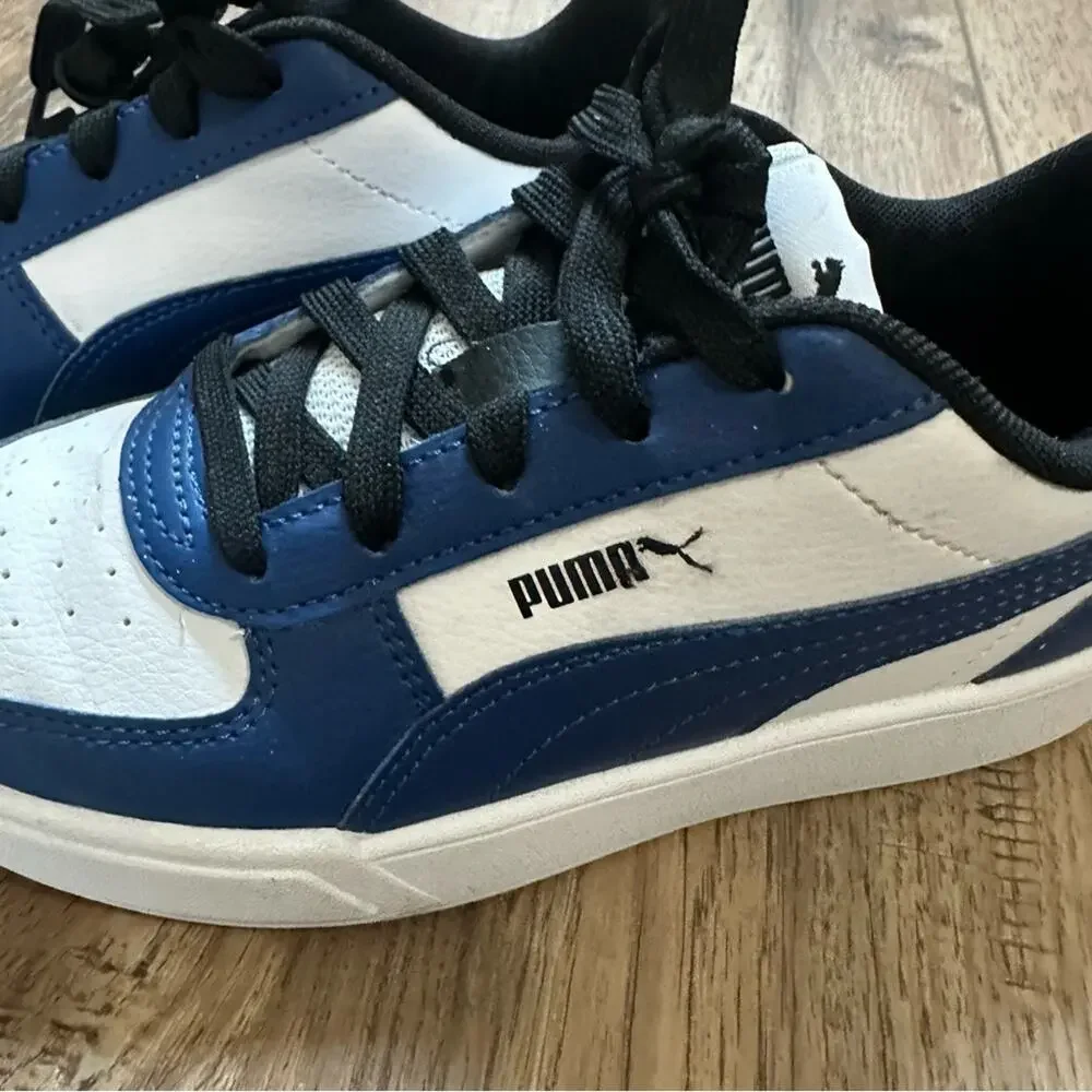 LIKE NEW!! Puma‎ Kid’s Athletic Shoes, Caven Jr. Blue White Black, Youth Size 1